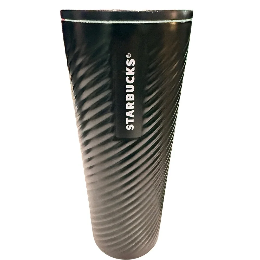 Starbucks Stainless Steel Tumbler Lot 3 Snowdrop Black Ribbed Green Swirl